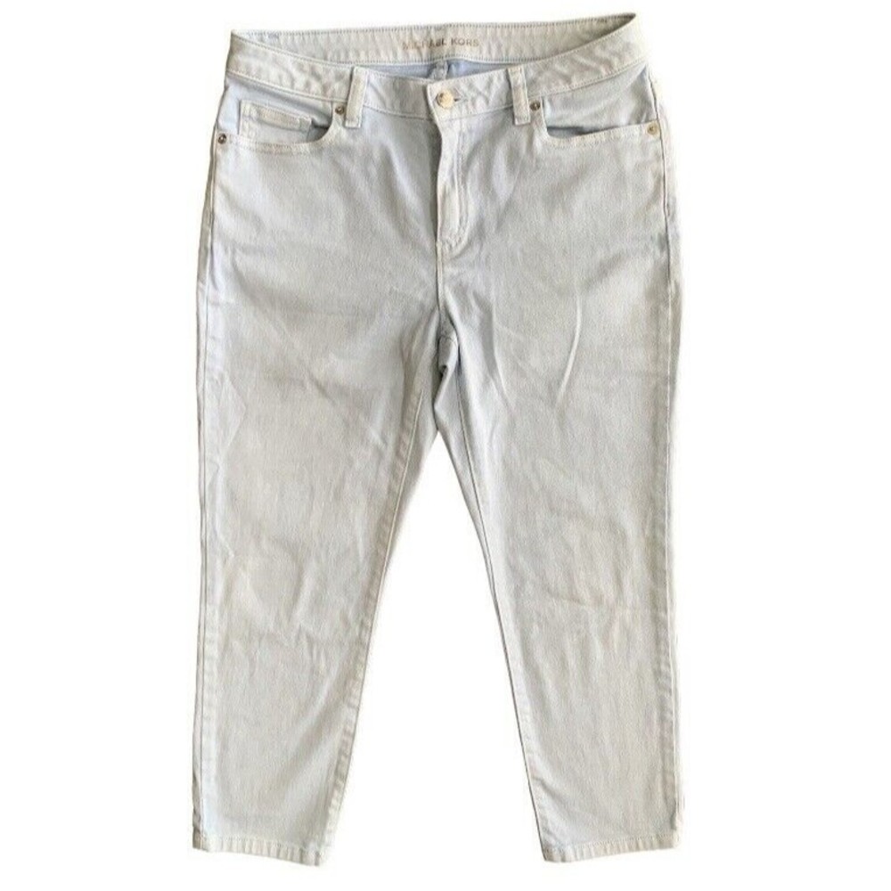 Michael Kors Izzy Cropped Skinny  Women Capri Size 8 Light Blue Mid Rise Calves